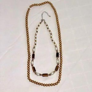 Tiger Eye & Pearl Statement Necklaces